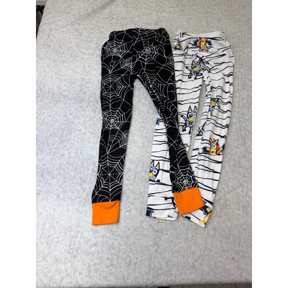 Bluey Halloween Pajama Pants Set Size 6 Black Spiderweb Striped Cotton 2 Pack